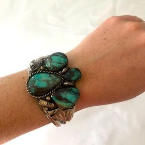 Vintage Sterling Silver Navajo Turquoise Cuff